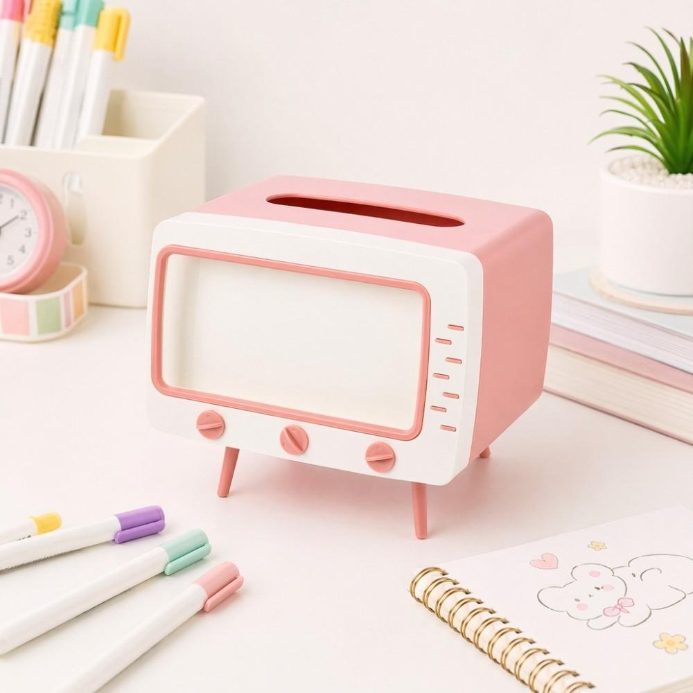 Square TV Desktop Tissue Box Phone Holder Napkins Holder Multi Functional Tissue Dispenser  Bedroom