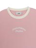 Emelbi Women'S Sportive Lettering Slim Crop Ringer T-Shirt Phi (L.Pink)