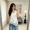 New Summer Women's Clothing with Irregular Design Lace French Sleeveless Tank Top T-Shirt