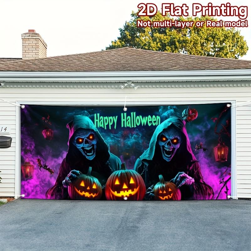 1 piece of 2D curtain banner, 2D flat-print Halloween garage banner