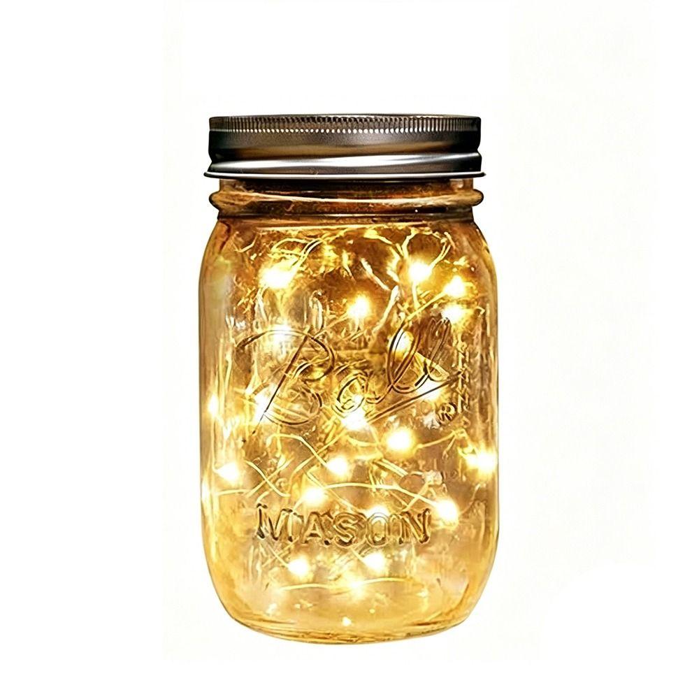 30LED Solar Fairy Lights Solar Charging Hanging Outdoor Lights Mason Jar Lid Lights  Porch Patio
