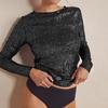 Women Long Sleeve Tops Sequins Basic Shirt Casual Pullover for Fall Club Streetwear Aesthetic Clothes