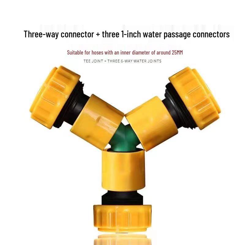 Soft Water Hose with Y-Valve 3-Way Splitter and Quick-Connect Nozzle