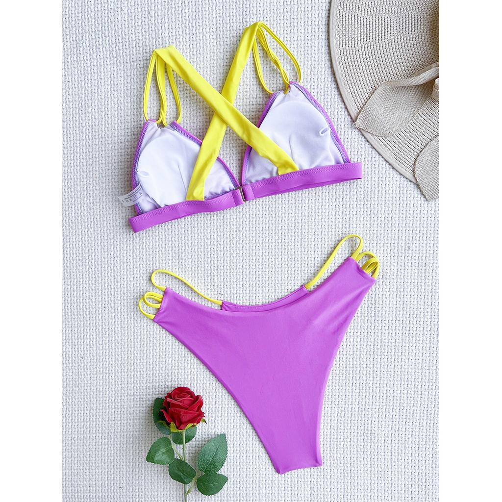New Sexy Strappy Cross Back High Cut Bikini Female Swimsuit Women Swimwear Two-pieces Bikini Set Bather Bathing Suit Swim
