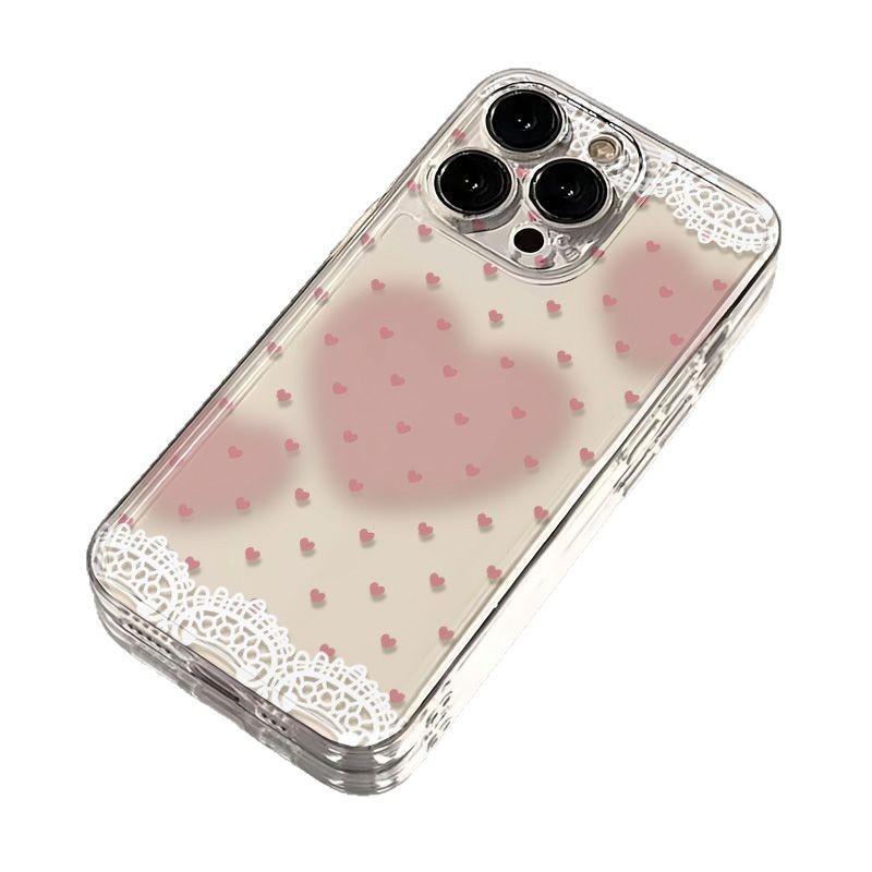 ins full screen small love iPhone17Promax mobile phone case is suitable for Apple 16Pro space case 15 transparent 14.