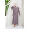 Women's Black Sandy Front Stone Embroidered Blouse Skirt Pleated Double Hijab Skirt Set