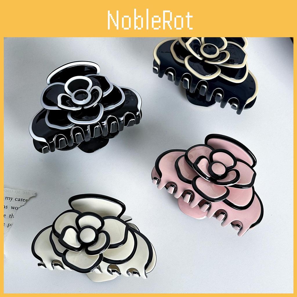 Medium Stylish Size Acetate Hair Clip Featuring Delicate Camellia Flower For Women Fashionable