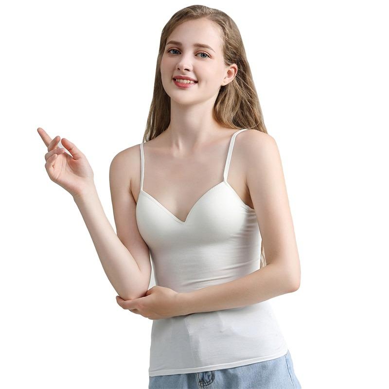 Lady V-Neck Camisole Sexy Women Padded Bra Tops Woman Slim Fit Straps Push Up Bra Vest Tank 6 Colors Simple Casual All-Match Female Comfortable Vests