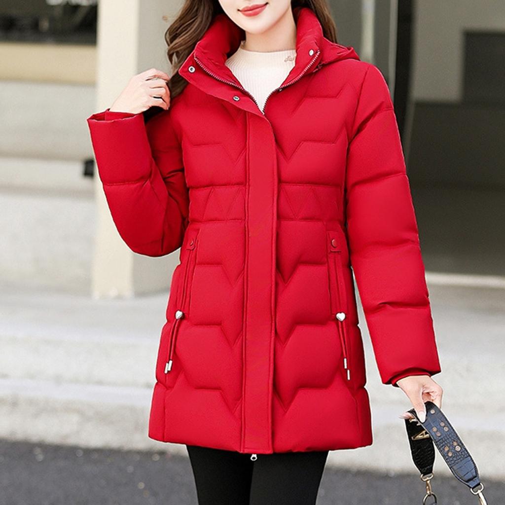 Women's Hooded Coat Ladies Winter Cotton Coat Thickened Warm Jacket