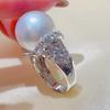 AAA Cubic Zirconia Pearl Rings for Women Engagement Wedding Party Luxury Fashion Female   CopperJewelry Gifts