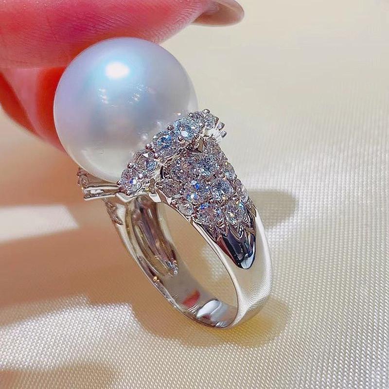 AAA Cubic Zirconia Pearl Rings for Women Engagement Wedding Party Luxury Fashion Female CopperJewelry Gifts