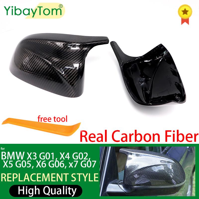 For BMW X3 X4 X5 X6 X7 G01 G02 G05 G06 G07 Car Mirror Accessories M Look Replacement Style Real Carbon Fiber Mirror Cover