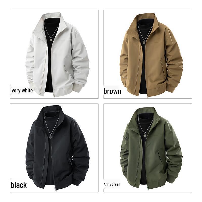 ROMON Men's Business Casual Stand Collar Work Jacket