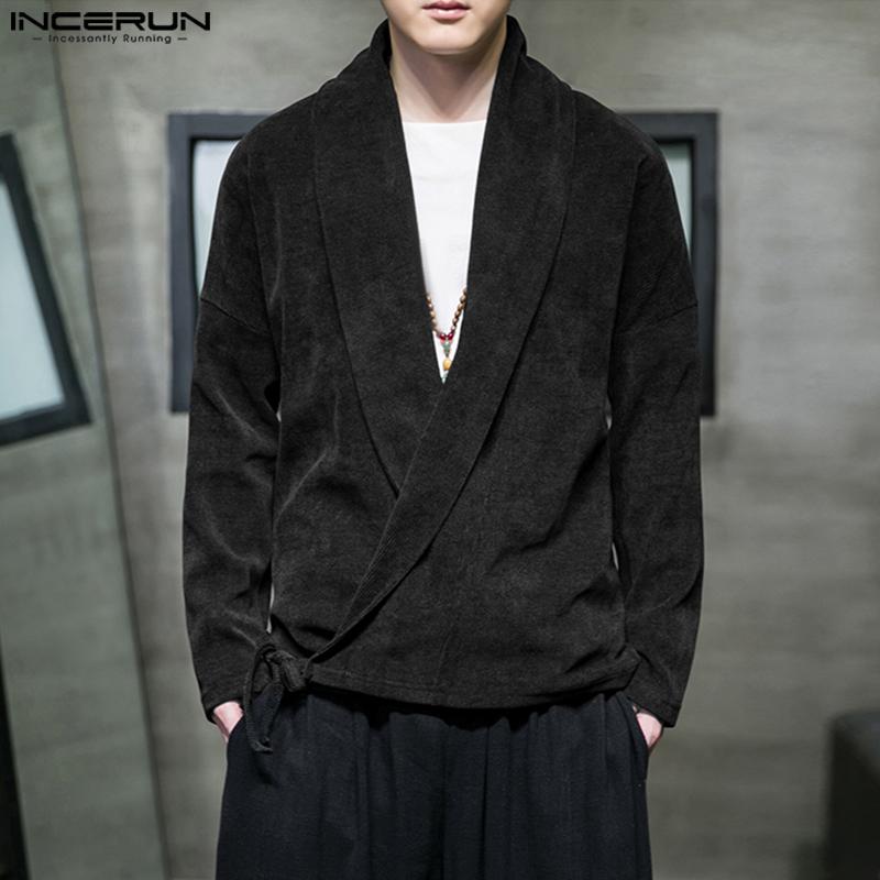 

INCERUN Мужские однотонные кардиганы с длинными рукавами