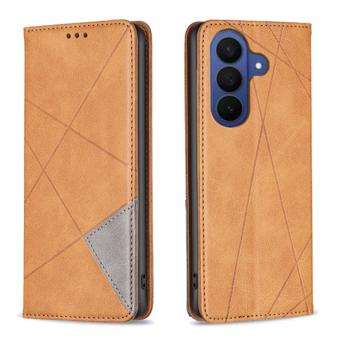 

For Samsung Galaxy A37 5G Case Card Slots Geometry Imprint Leather Phone Cover