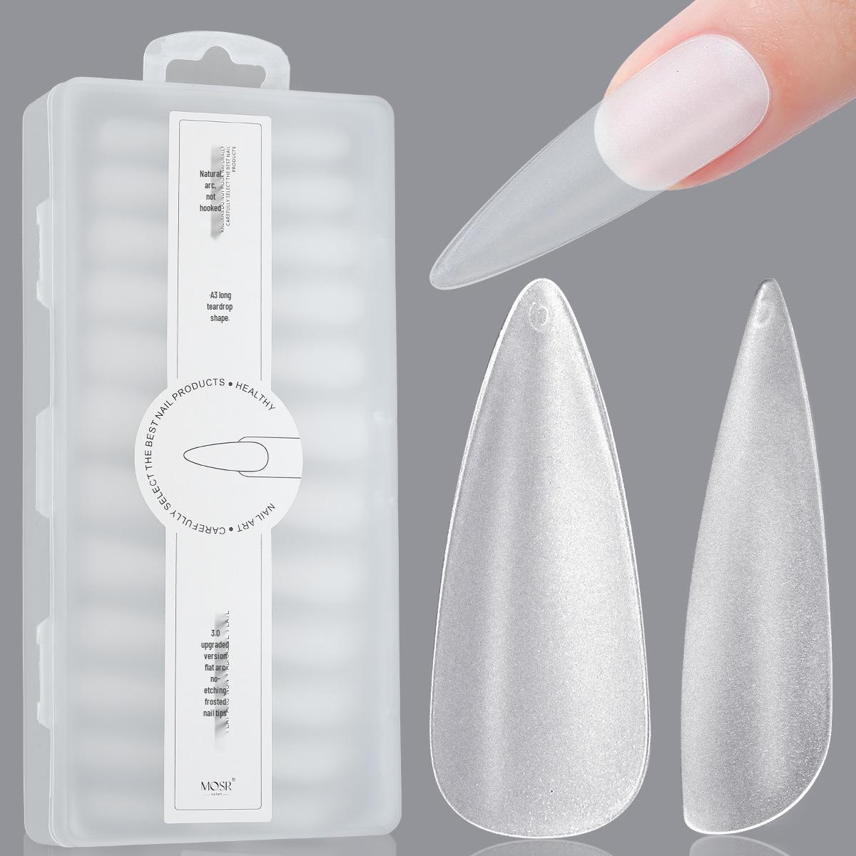 

240 Teardrop Clear Matte Acrylic False Nails in 12 Sizes