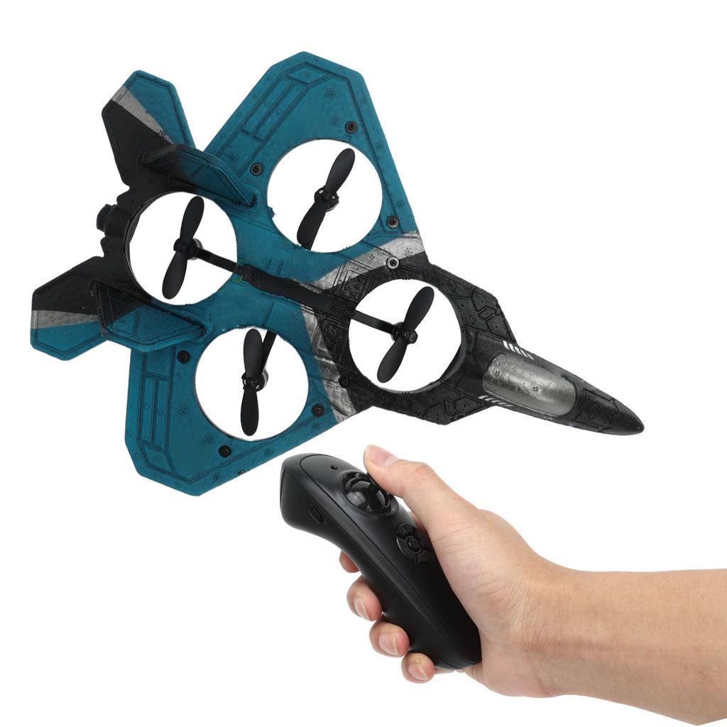 2.4 GHz Kids RC Glider Model LED Light Stable Flight Remote Control Plane Toy with Propeller Blue 3 Batteries