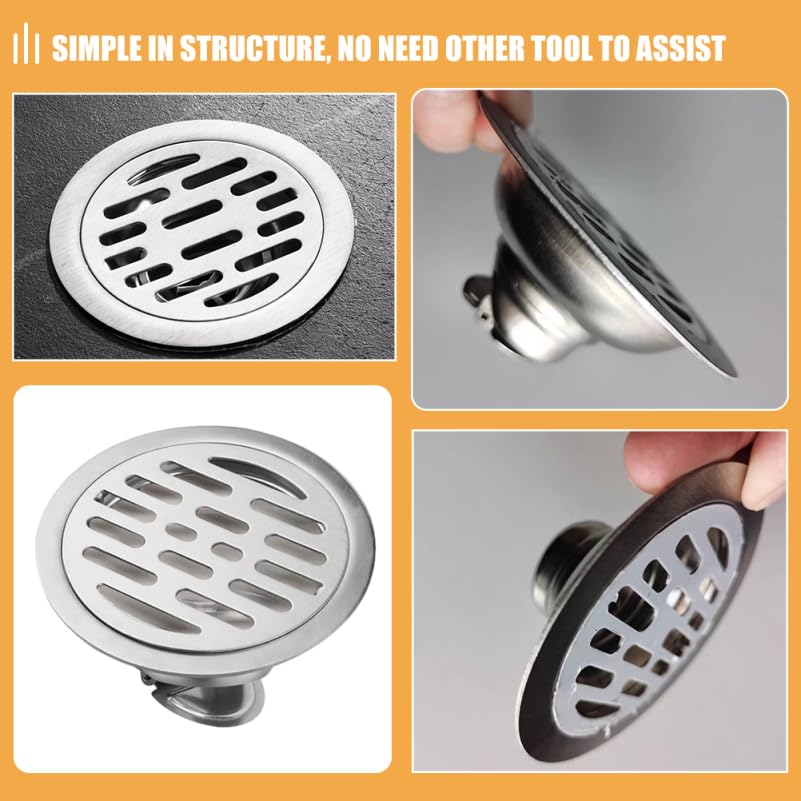 ORFOFE Stainless Steel Bathroom Drain with Hair Drain Strainer for and Prevents Hair Easy Installation Cover, 3.9-inch Diameter, Catcher, Bathroom,