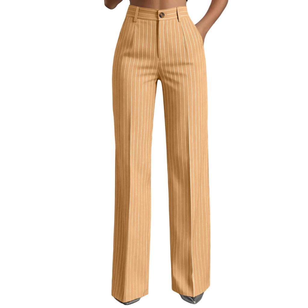 High Waist Wide Leg Dress Pants for Women Business Casual Trousers with Button Closure and Belt Loops Suitable for Office and Daily Wear