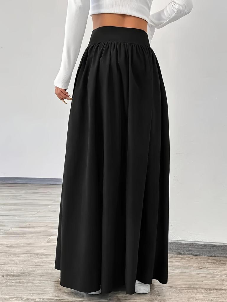 2026 Solid Color High Waist Pleated Skirt: Autumn Drape, Tummy Control, Mid-Length, Casual