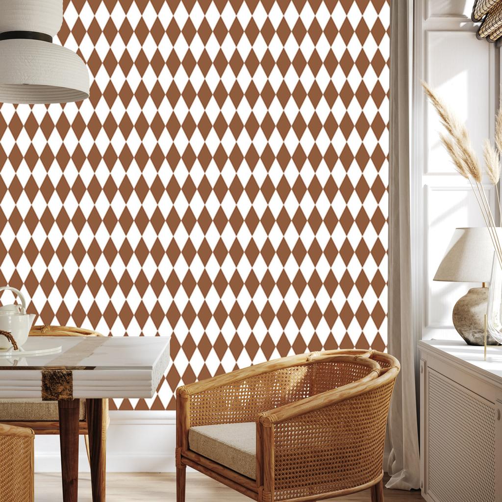 Harlequin Diamonds Wallpaper Orange and Light Gray 50x1000