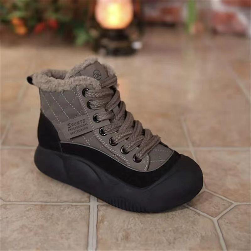 

Popular leather snow boots women s winter 2025 new velvet thickened warm large cotton shoes platform short boots cotton boots 35