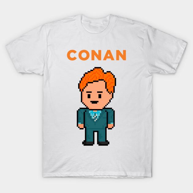 Men Black Print T-shirt Pixel Conan O Brien No-Cut Transfer Paper Print Cotton Tshirt 4XL белый