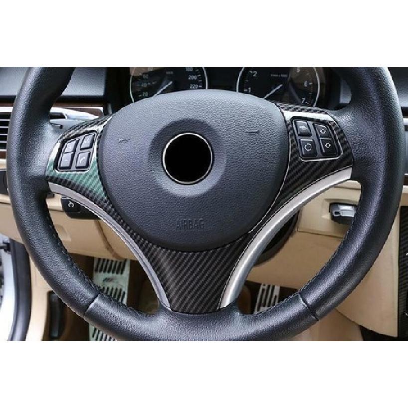 For BMW 3-Series E90 2005-2011 2012 Carbon Fiber Steering Wheel Frame Cover Trim