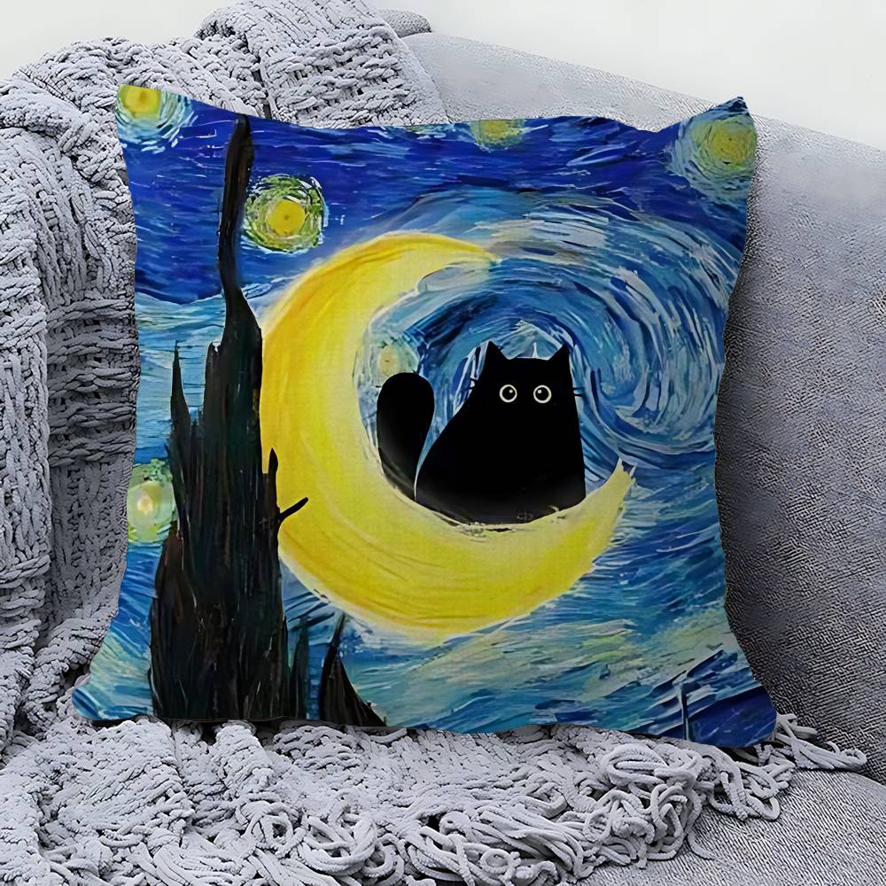 Black Cat Sunflowers Pillowcases Home Bedding Decorative Pillow Cover Wedding Super Soft Pillow Case