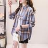 Women's Loose Long Sleeve Plaid Shirt - Korean Style, Versatile, Casual Student Jacket for Spring & Autumn, Large Size, Cotton