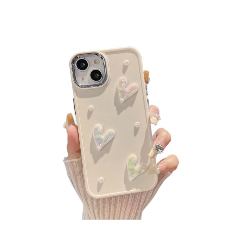 Suitable for Apple 15PROMAX Metal Photo Frame Tpu Pearl Love Mobile Phone Case IPhone 7 16 Protection Case