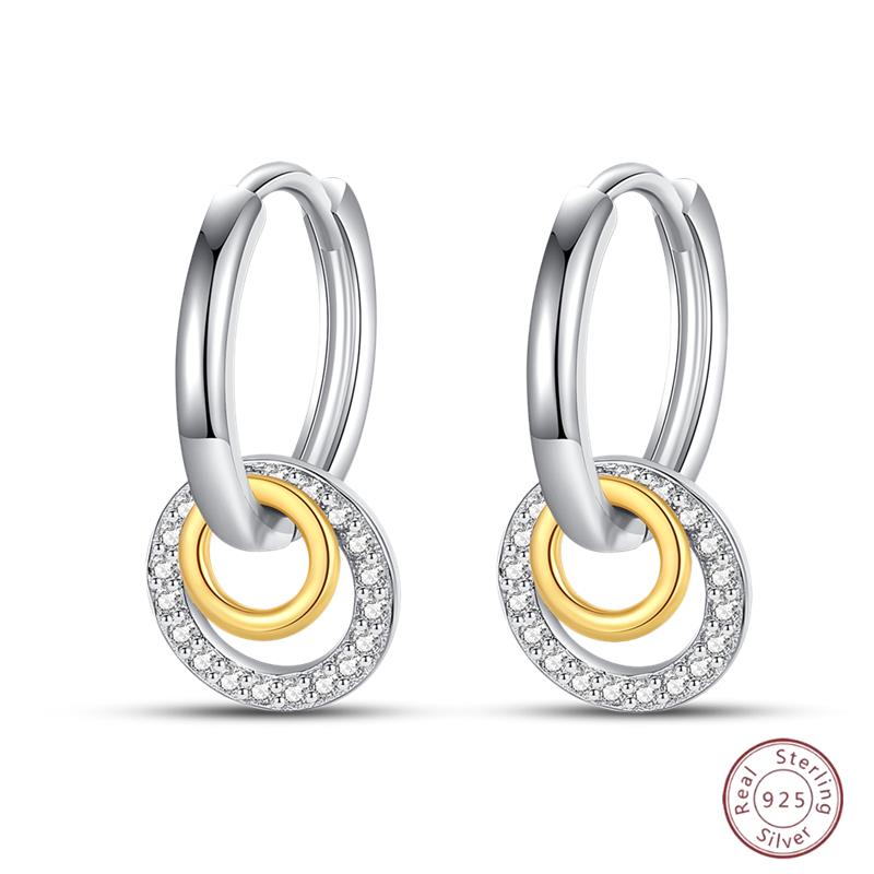 925 Ayar Burgu Halka Küpeler Minimalist Altın Yuvarlak Moda Zirkon Tokalı Düğün Takısı Kadınlar İçin Hediye