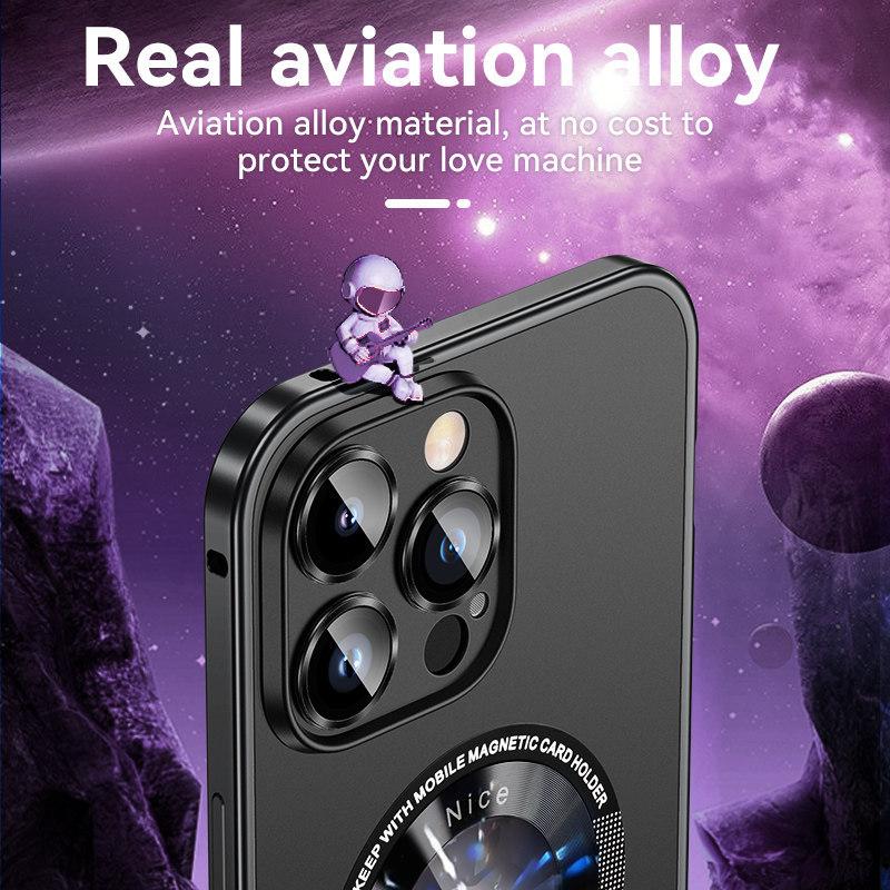 Luxury Spring Buckle Frosted Metal Bezel Magnetic Suction Wireless Charging Phone Case Suitable for iPhone 14 13 12 Pro Max Fall Protection Cover