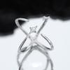 PONYKISS  Sterling Silver Zircon Star Cross Opening Rings for Women Romantic Fine  Minimalist Sweet Cool Accessories