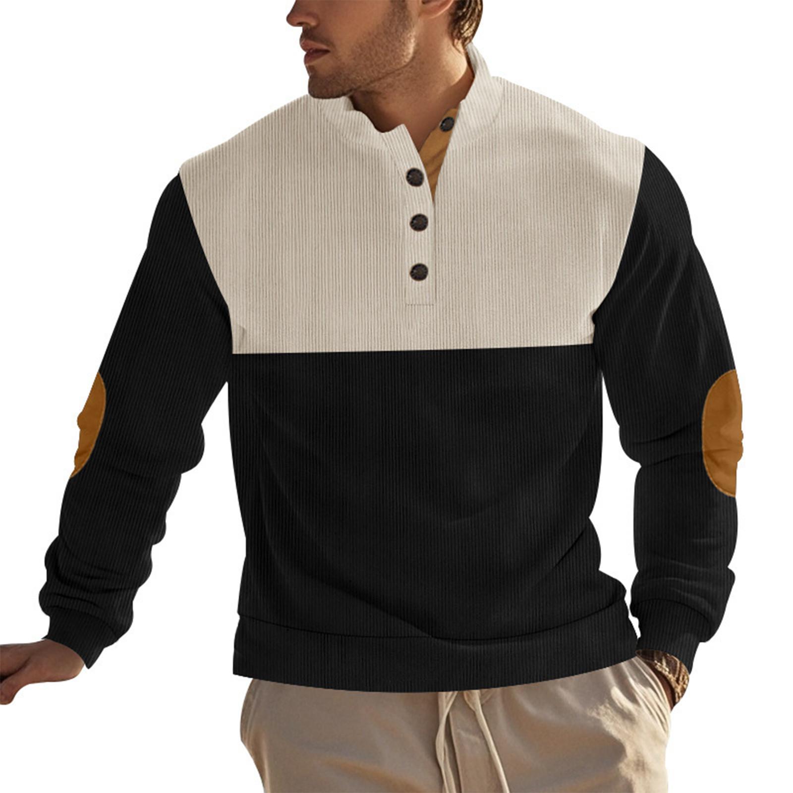 

Men s Standing Collar Sweatshirt Is Outdoor Casual Sweaters Tops XXXL чорний