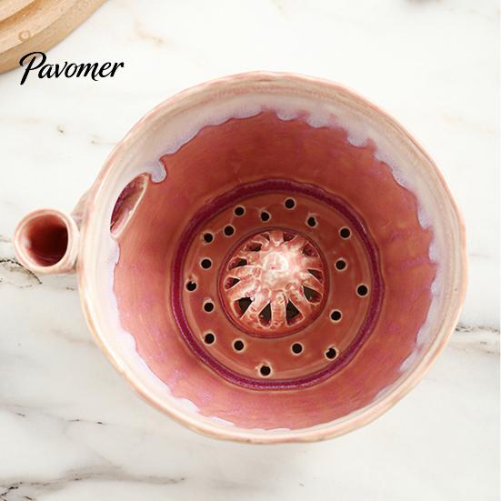 Fruit Washing Bowl Ceramic Berry Bowl, Swirl Design Rinse Colander with Handle Food Safe Washer And Drain Holes, Cleaning for Tomatoes Grapes