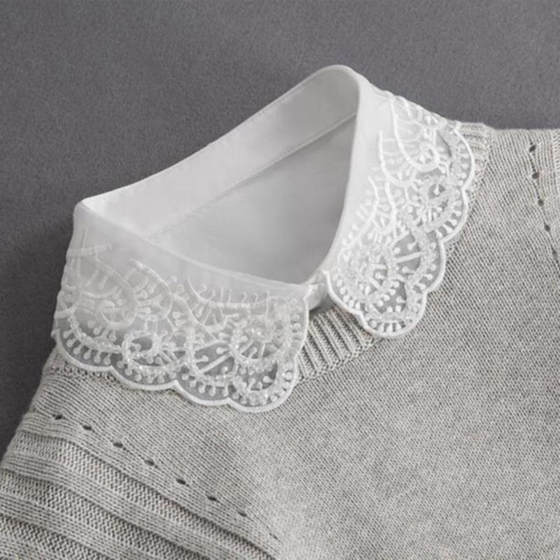 Fashion White Fake Collar Women Detachable Collars Black Woman False Collar Lace Removable Half Shirts Tie Top Collars Decor