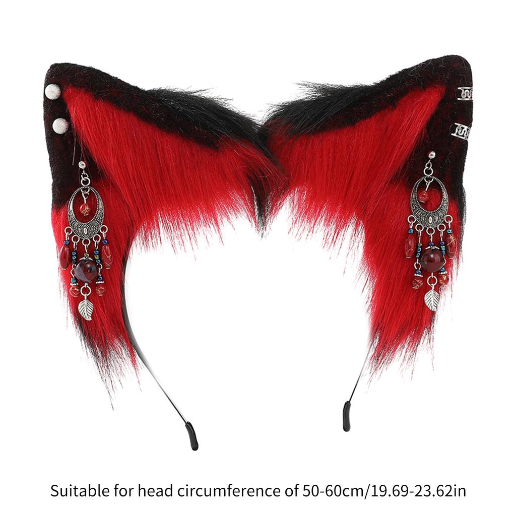 Cat Ear Headband with Colorful Ear Jewelry Sweet Girls Cosplay Beast Ears Fursuit Masquerade Halloween Cosplay Party
