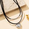 One Piece of Women's Pendant Necklace Ccb Heart-Shaped Velvet Rope Fashion Simple Pendant Necklace Suitable for Daily and Holiday Wear