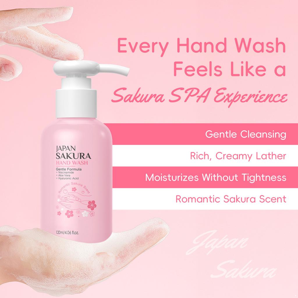 Women’s Gentle Foaming Hand Wash, 4 oz Sakura Scented Soap with Pump - Moisturizing Rich Lather for Daily Cleaning, Convenient Kitchen