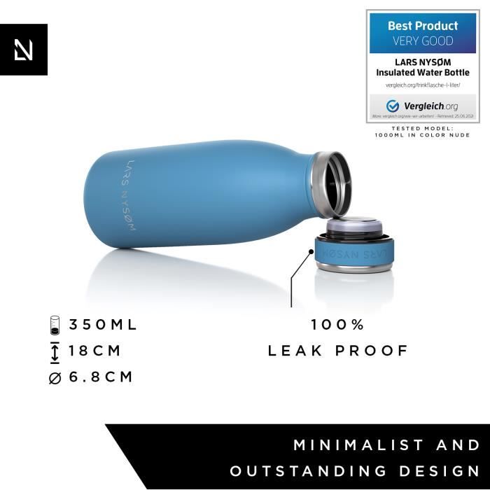 Gourde d'eau étanche - lars nysøm - 350ml - acier inoxydable - isolation sous vide - mixte