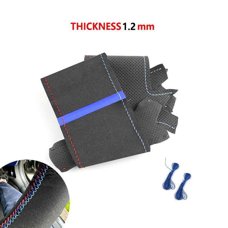 Δερμάτινο κάλυμμα σουέτ τιμονιού αυτοκινήτου για BMW M Sport 1 3 Series E81 E82 E87 E88 M3 E90 E92 E93 2008-2013 X1 E84 2011