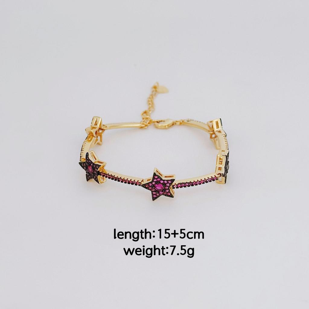 Star Zircon Bracelet, Five-Pointed Star Zircon Color Fashion Bracelet.