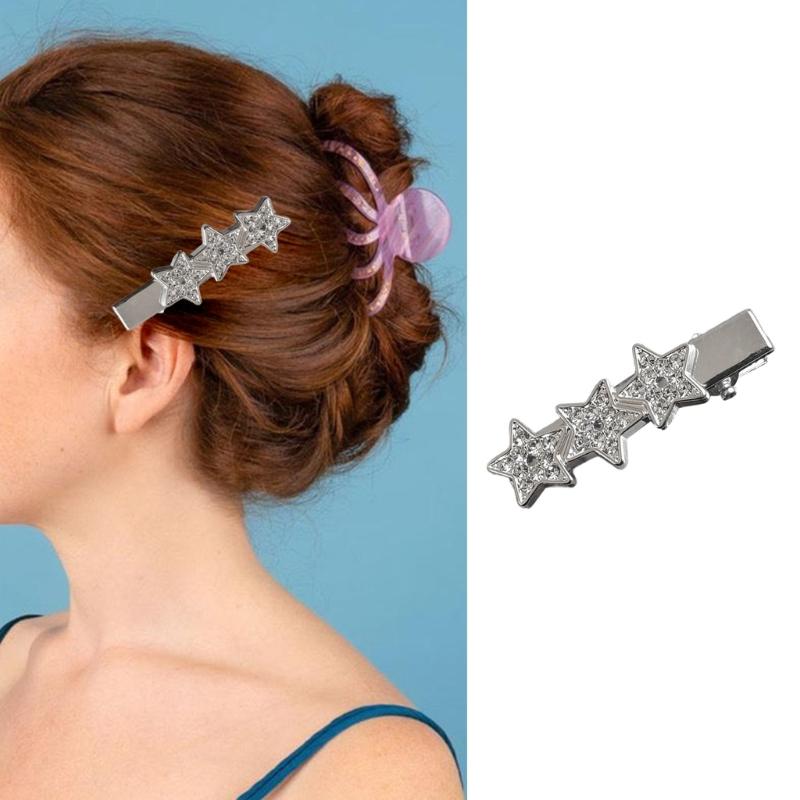 Teens Girl Hair Clip Diamond Star Shape Hair Barrettes for Summer Bangs Wear