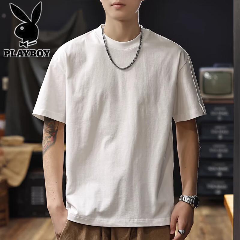Playboy Men s Solid Heavy Cotton Short Sleeve T-Shirt M