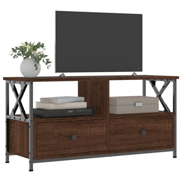 VidaXL Meuble TV chêne marron 90x33x45 cm bois d'ingénierie et fer 831797