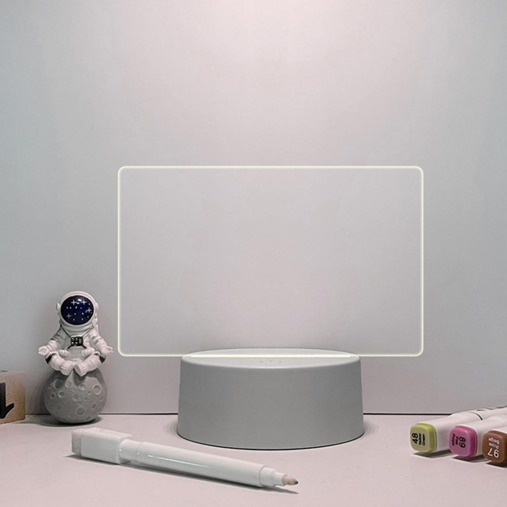 Acrylic Creative Led Night Light Transparent Note Board Erasable Writing Message Board Lamp with Pen Rewritable Night Light USB
