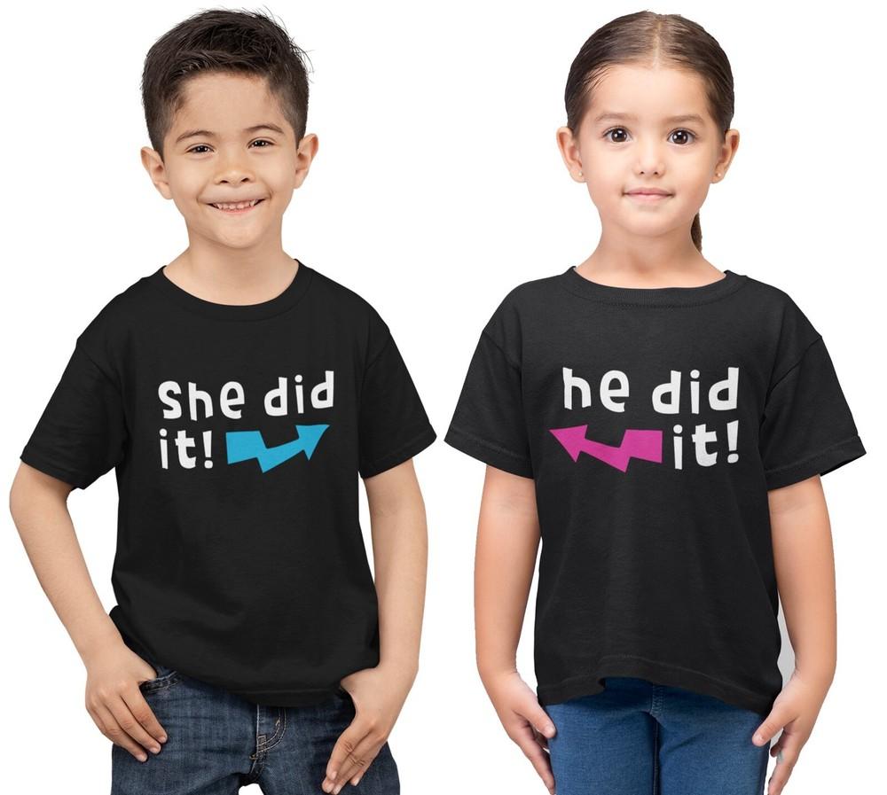 

Matching Brother andSister T-shirt Twins Gift Top Boy Girl Funny Siblings Tees L