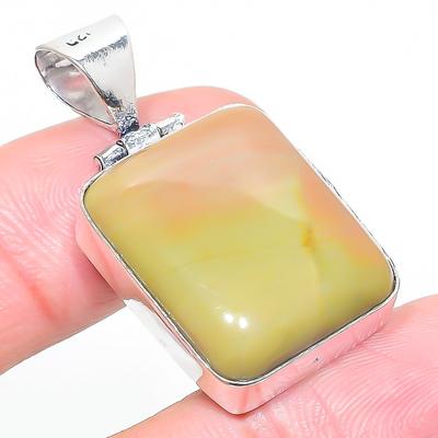 Natural Polygram Jasper Gemstone 925 Sterling Silver Gift Pendant 1.58" H4c75