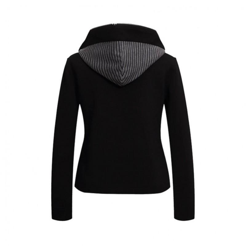 Vintage Striped Hooded Sweatshirt Slim Fit Zip Up Cardigan Streetwear Women